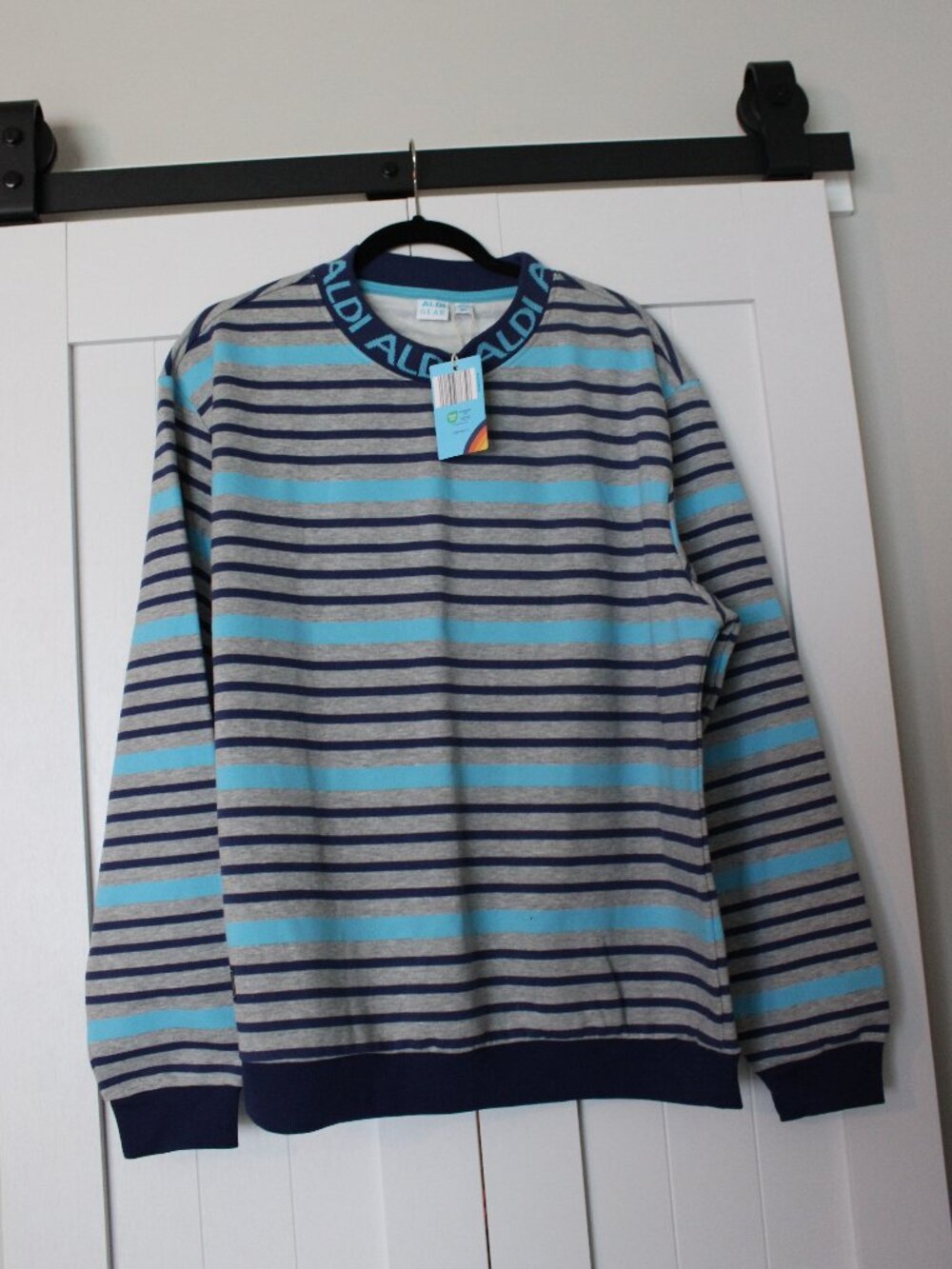 Aldi Gear Sweater | XL | Blue/Gray Striped | NWT